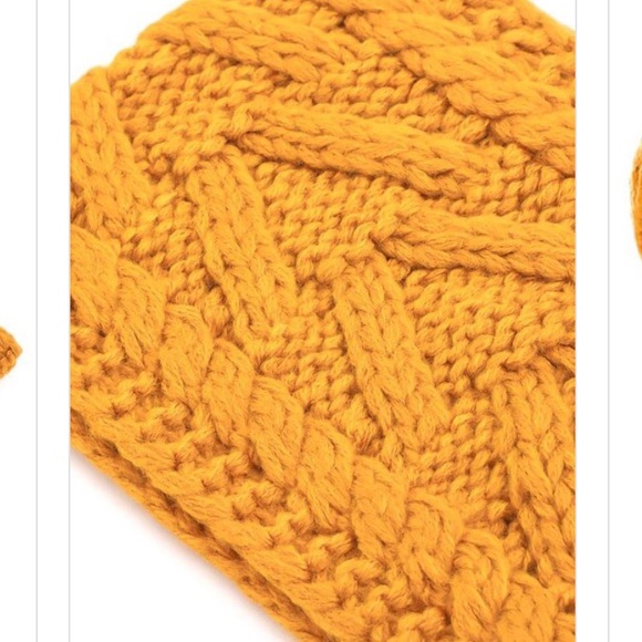 Mustard Yellow Thick Knit Ear Warmer Headband - Picture 2 of 6